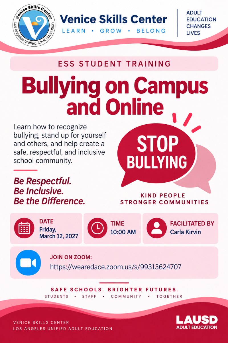 Bullying on campus and online flyer